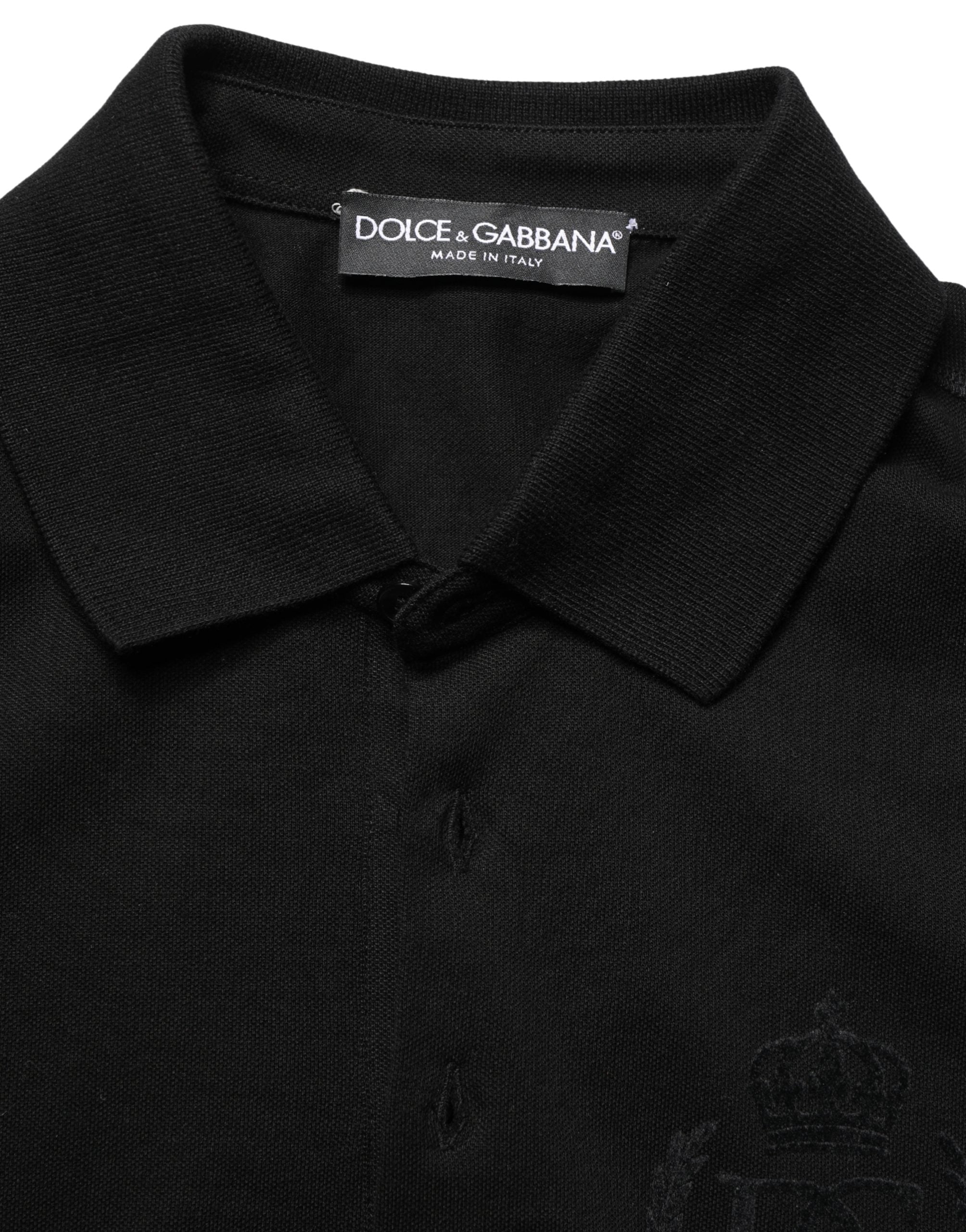 Dolce & Gabbana Black Cotton Collared Short Sleeves Men Polo T-shirt