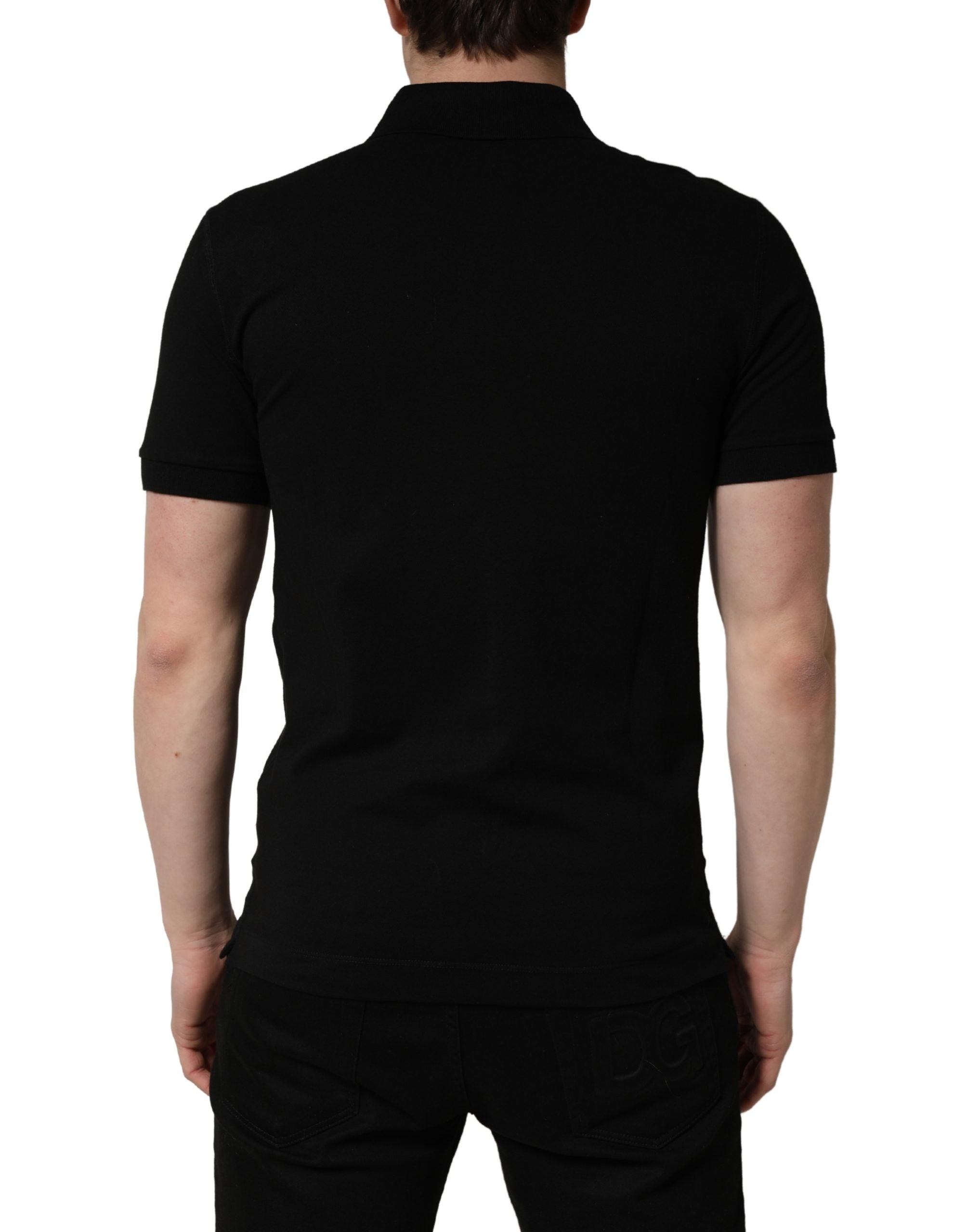 Dolce & Gabbana Black Cotton Collared Short Sleeves Men Polo T-shirt