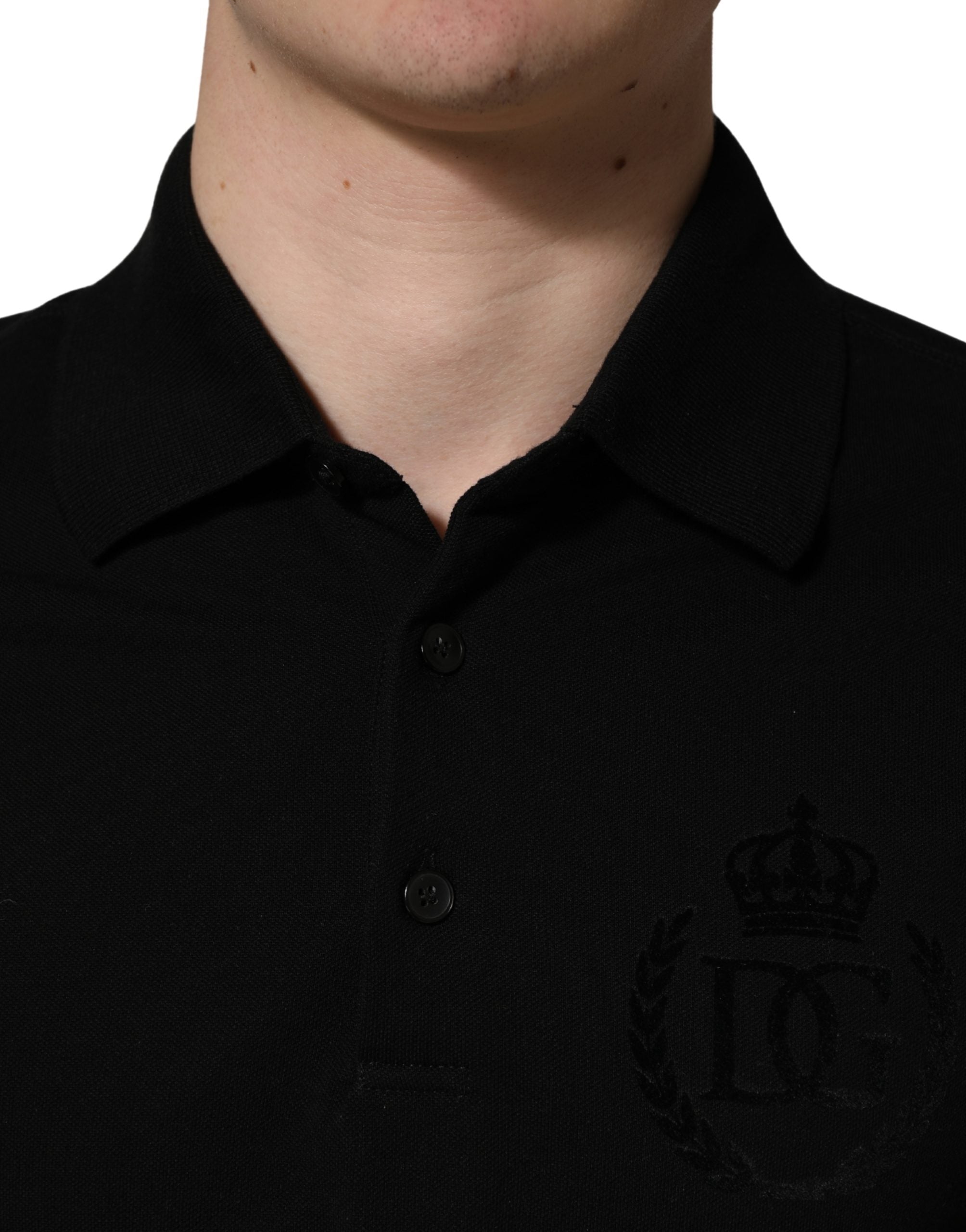 Dolce & Gabbana Black Cotton Collared Short Sleeves Men Polo T-shirt