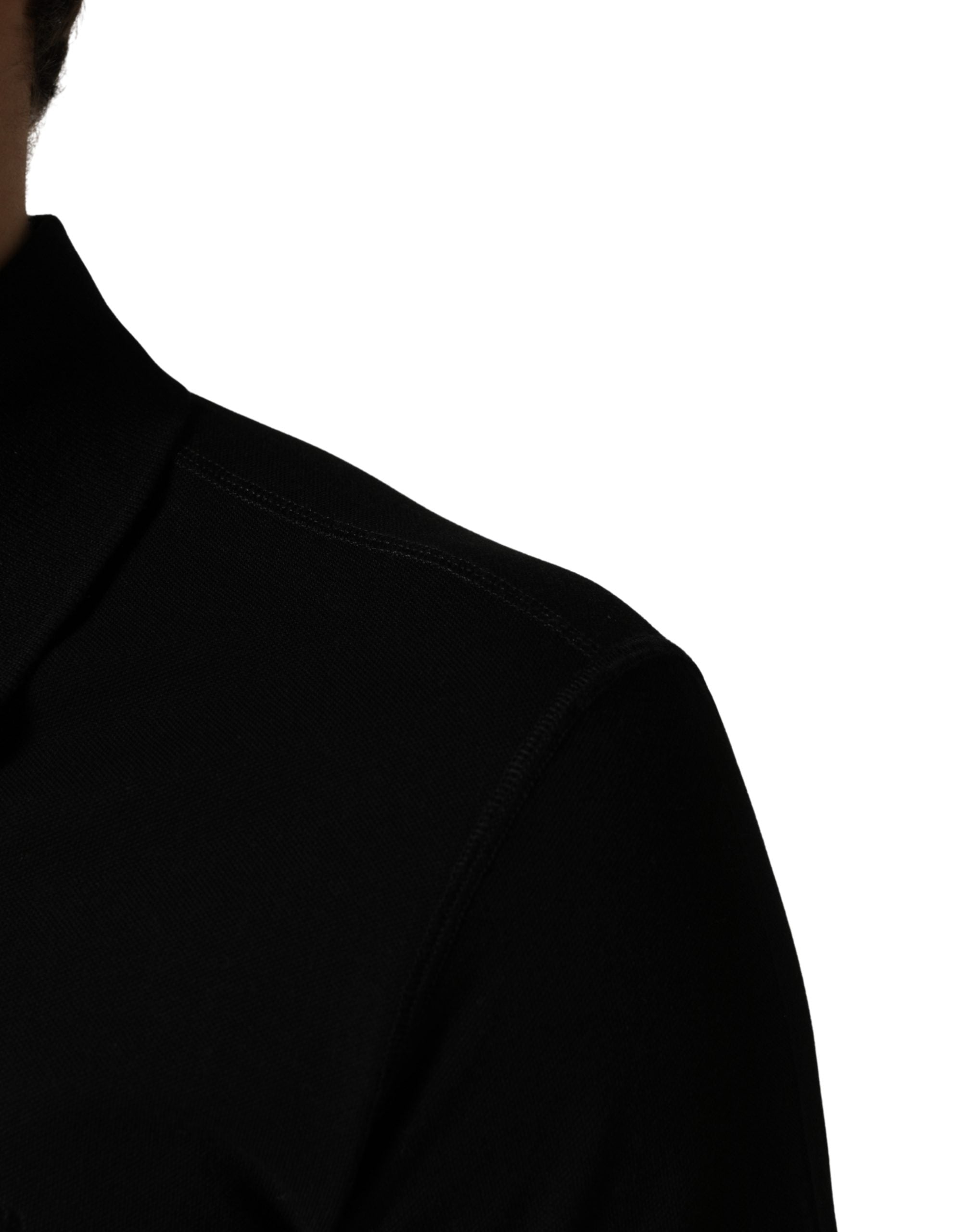 Dolce & Gabbana Black Cotton Collared Short Sleeves Men Polo T-shirt