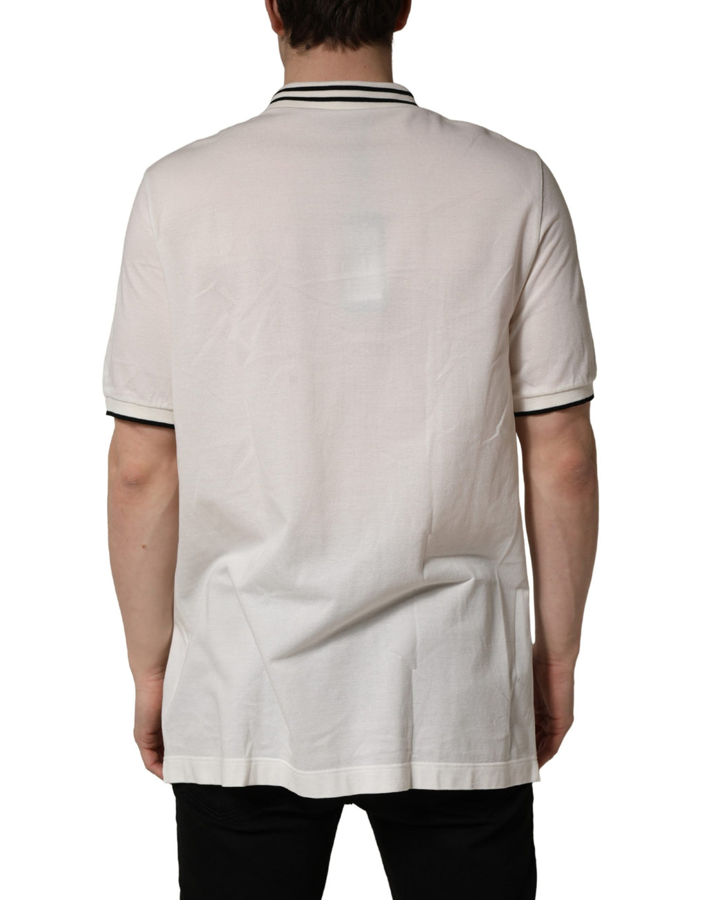 Dolce & Gabbana White Logo Plaque Short Sleeve Polo T-shirt