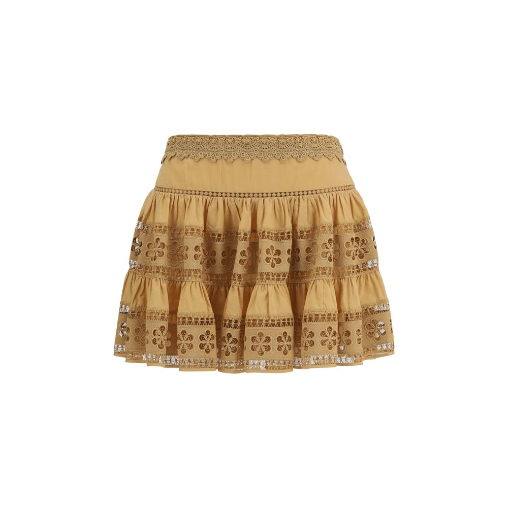 Charo Ruiz Brown Cotton Mini Skirt