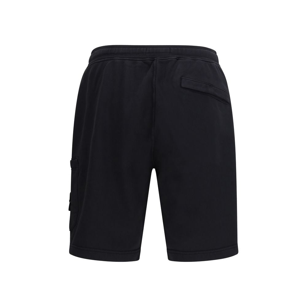 Stone Island Black Cotton Bermuda Shorts