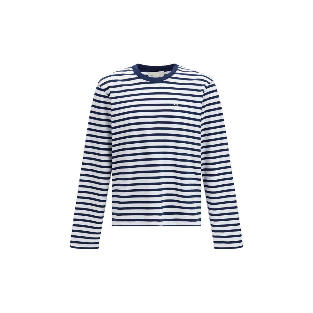 Ami Paris Blue Cotton Long Sleeve T-Shirt