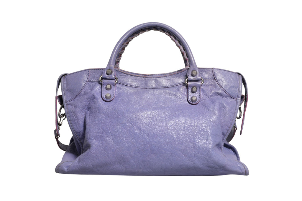 Balenciaga Purple Leather City Bag With Hardware