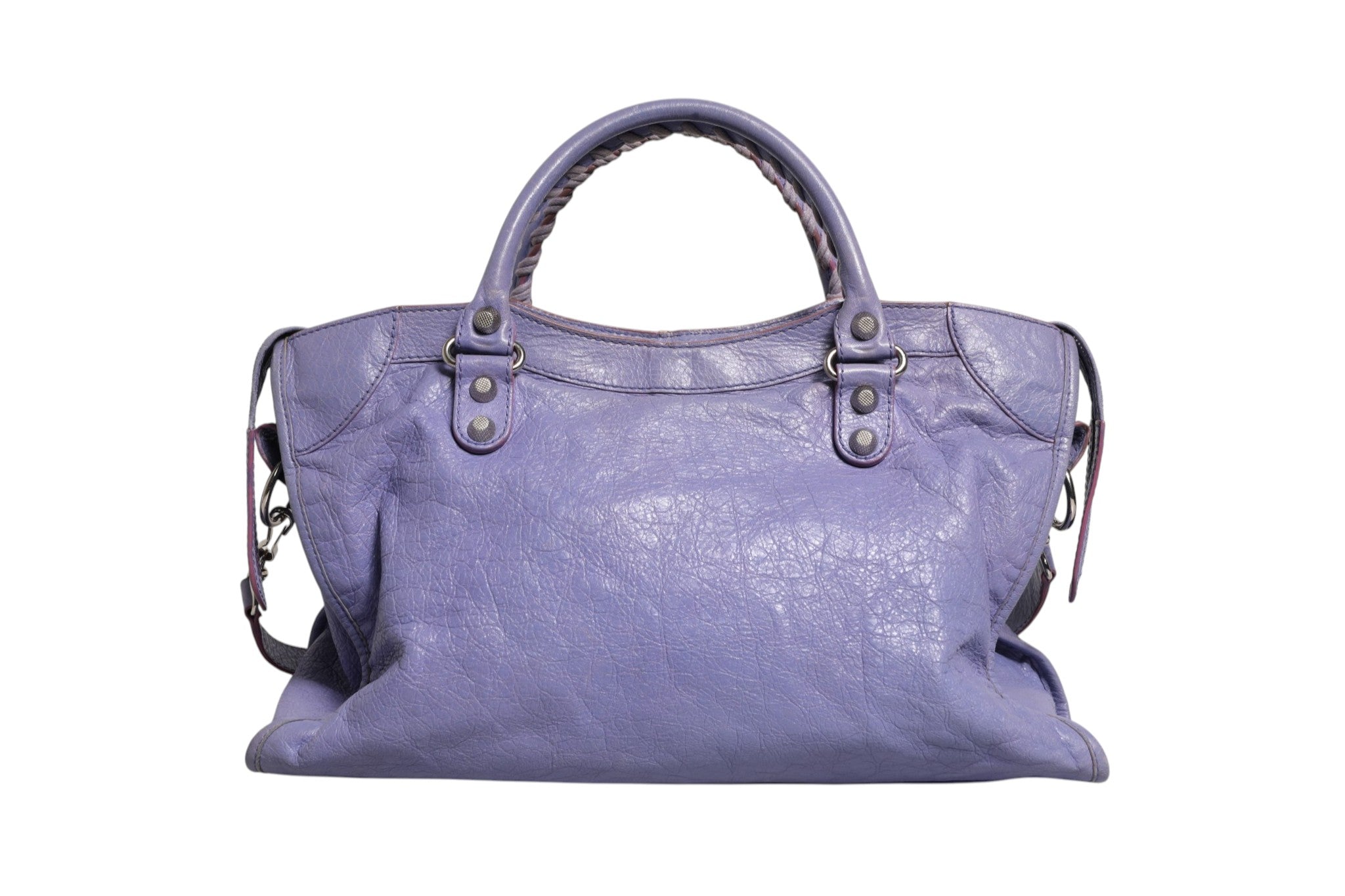 Balenciaga Purple Leather City Bag With Hardware