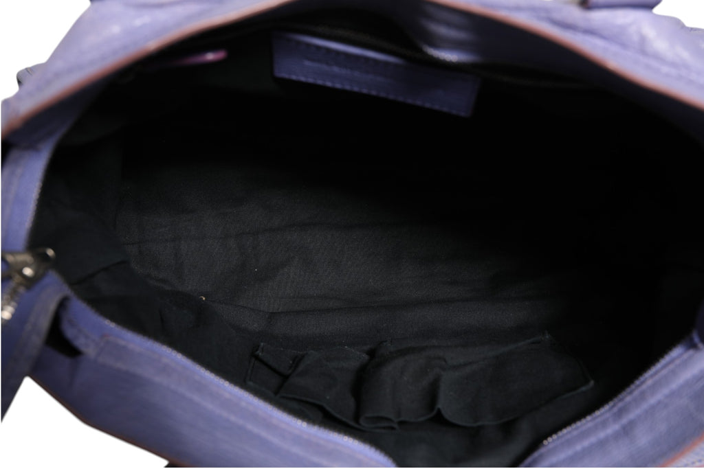 Balenciaga Purple Leather City Bag With Hardware