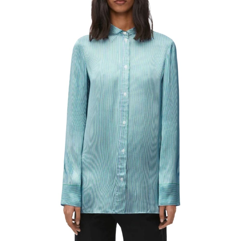 Loewe Blue Silk Pattern Shirt