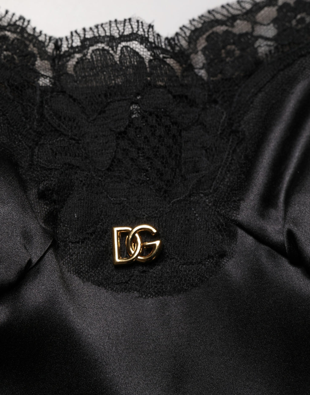 Dolce & Gabbana Black Silk Satin Lace Sleeveless Mini Dress