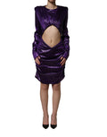 Dolce & Gabbana Metallic Purple Long Sleeve Cut-Out Mini Dress