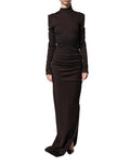 Dolce & Gabbana Brown Turtleneck Jersey Long Maxi Dress