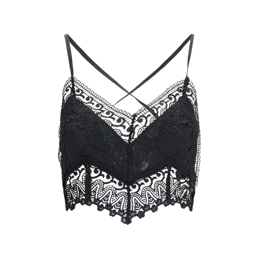 Charo Ruiz Black Cotton Sleeveles T-Shirt