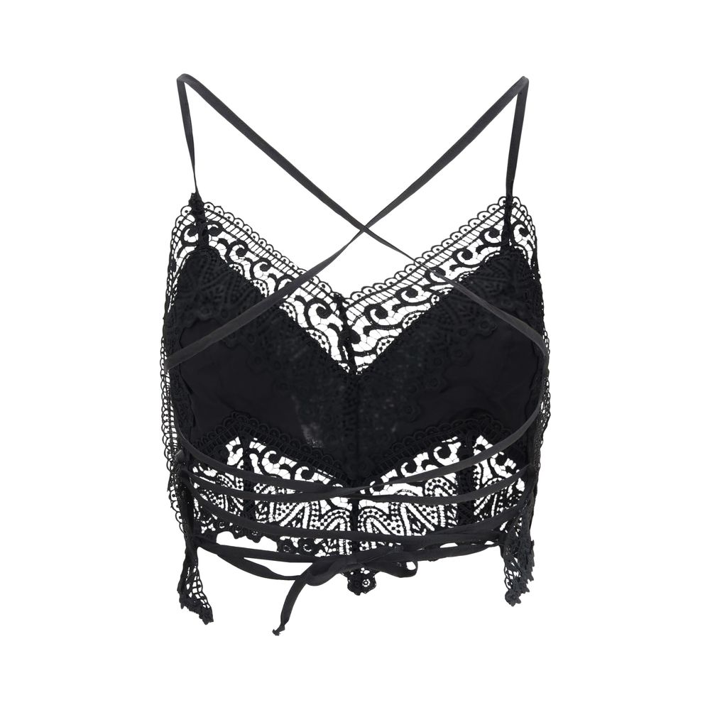 Charo Ruiz Black Cotton Sleeveles T-Shirt