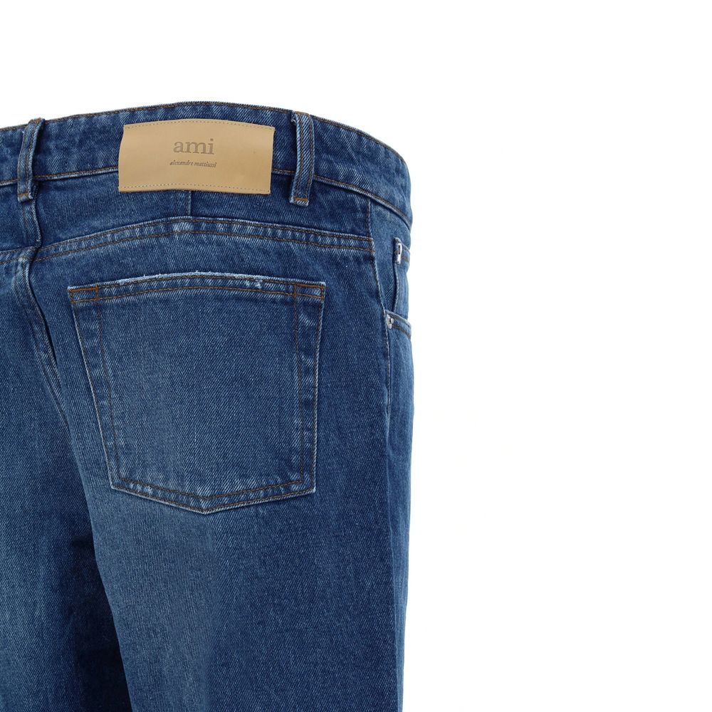 Ami Paris Blue Cotton Tapered Jeans
