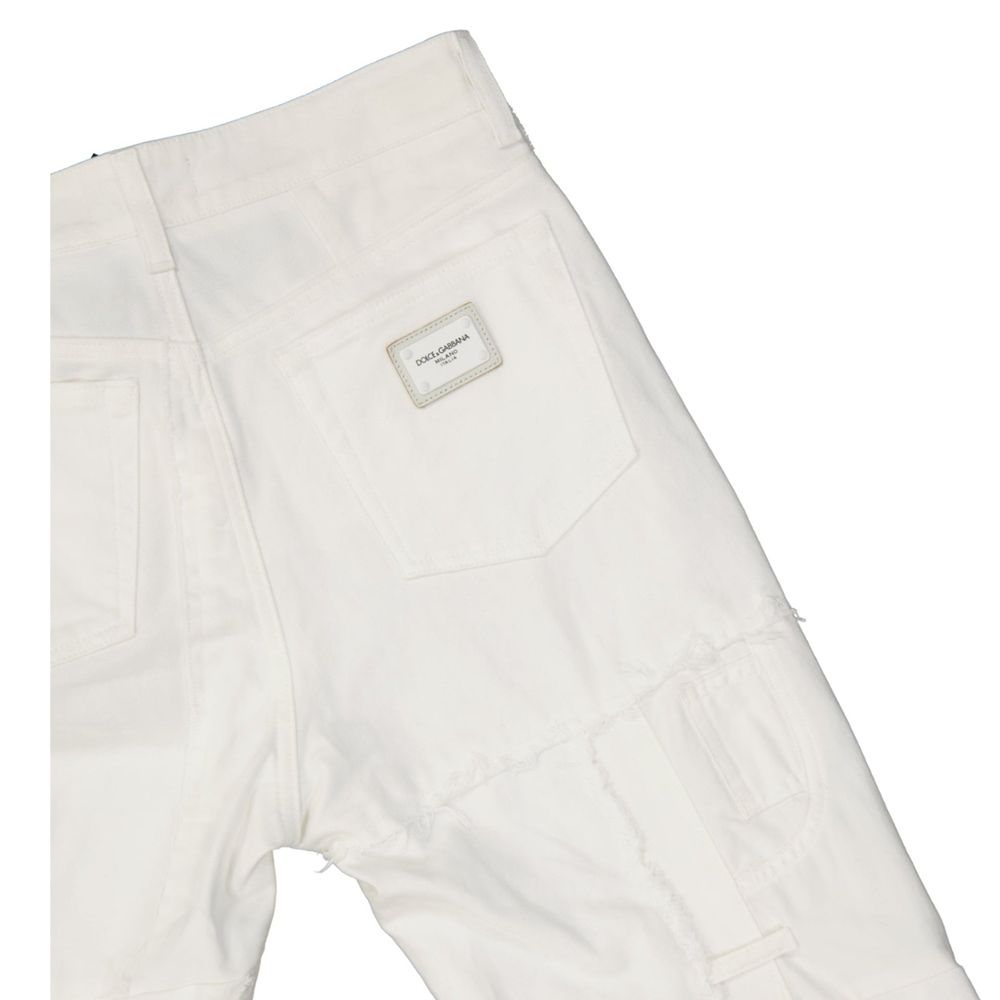 Dolce & Gabbana White Cotton Relaxed Fit Jeans