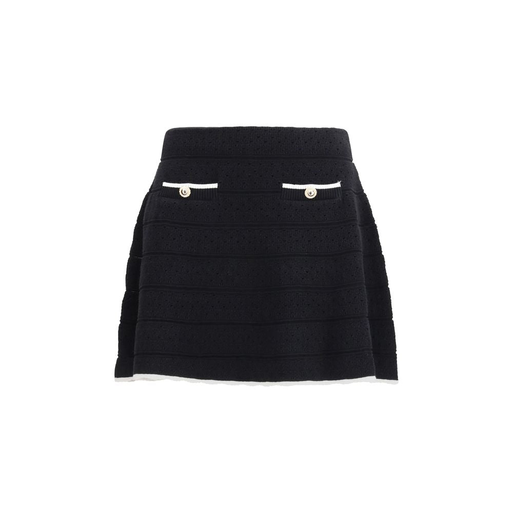 Self-Portrait Black Cotton Mini Skirt