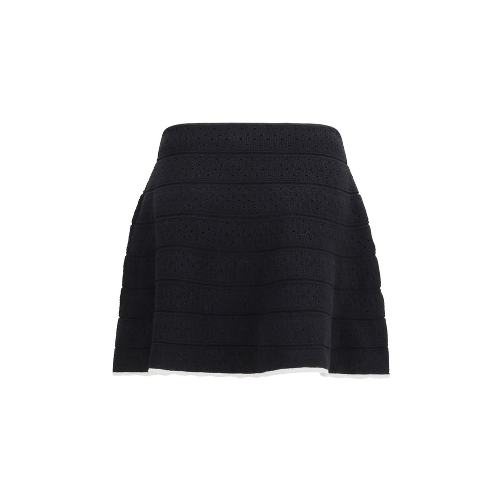 Self-Portrait Black Cotton Mini Skirt