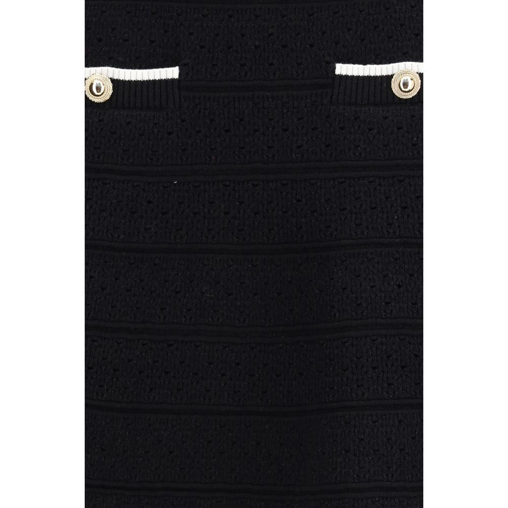 Self-Portrait Black Cotton Mini Skirt
