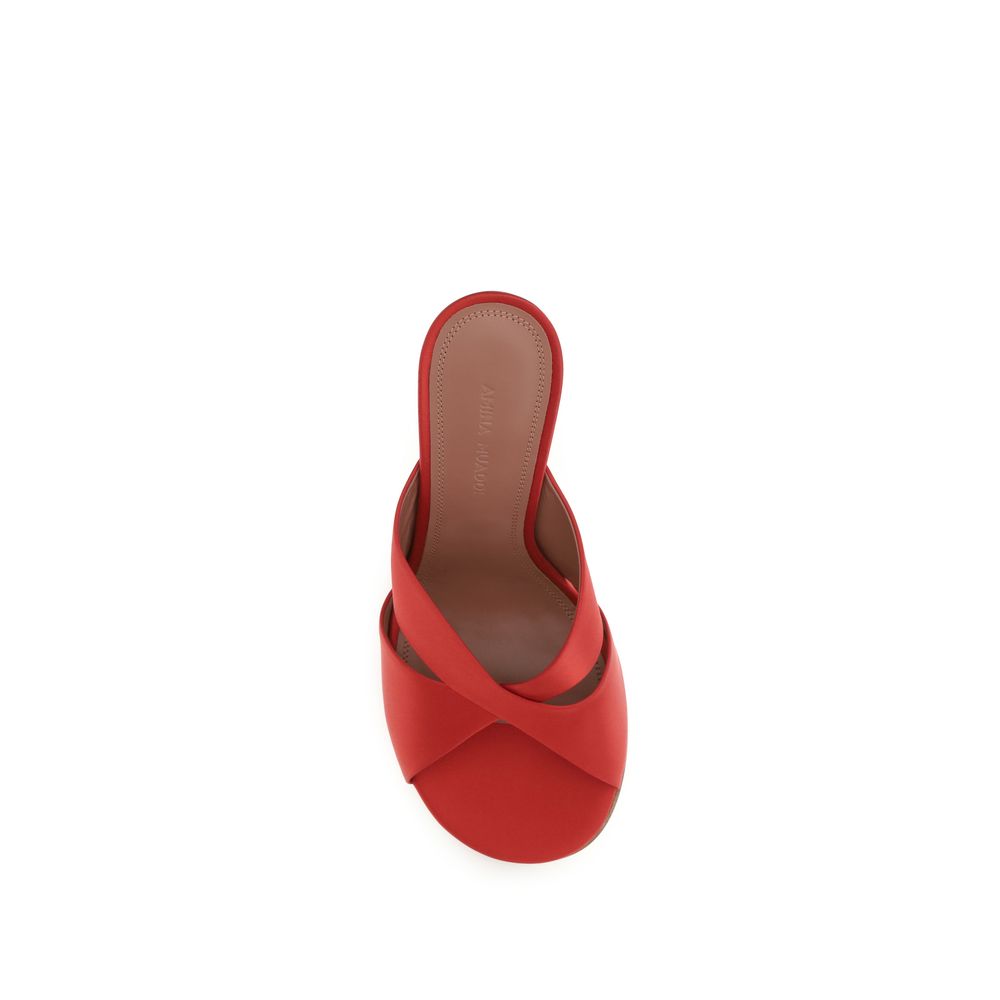 Amina Muaddi Multicolor Silk Stiletto Heel Sandals