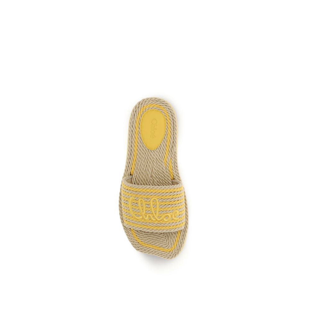 Chloé Beige Lamb Ovis Aries Aries Flat Sandals