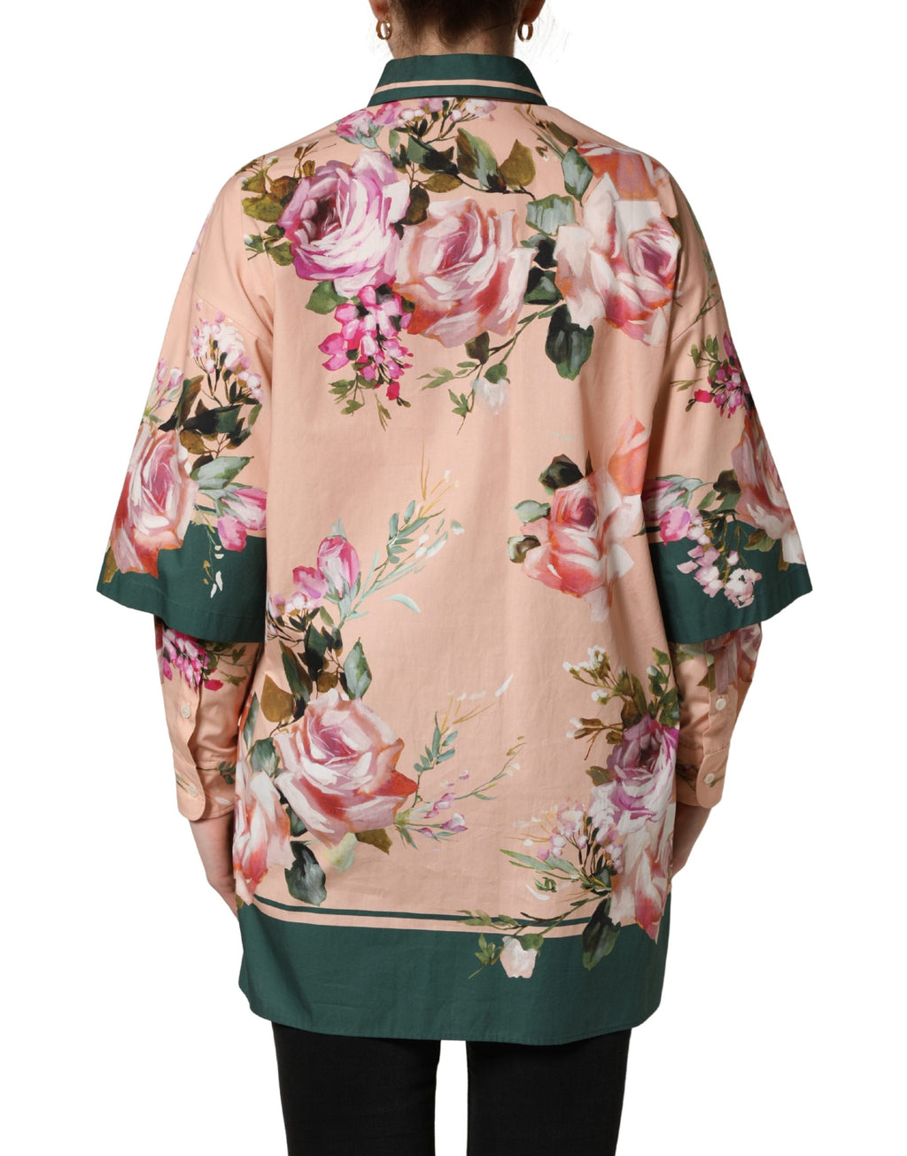Dolce & Gabbana Pink Floral Cotton Button Front Shirt Top