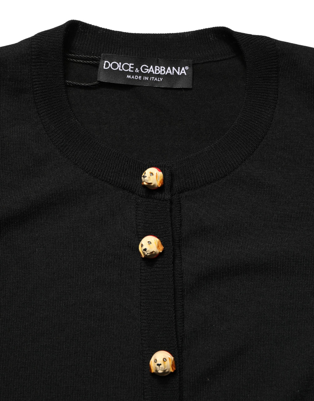 Dolce & Gabbana Black Wool Knitted Button Front Cardigan Sweater