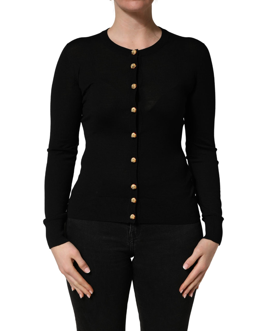 Dolce & Gabbana Black Wool Knitted Button Front Cardigan Sweater