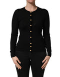 Dolce & Gabbana Black Wool Knitted Button Front Cardigan Sweater