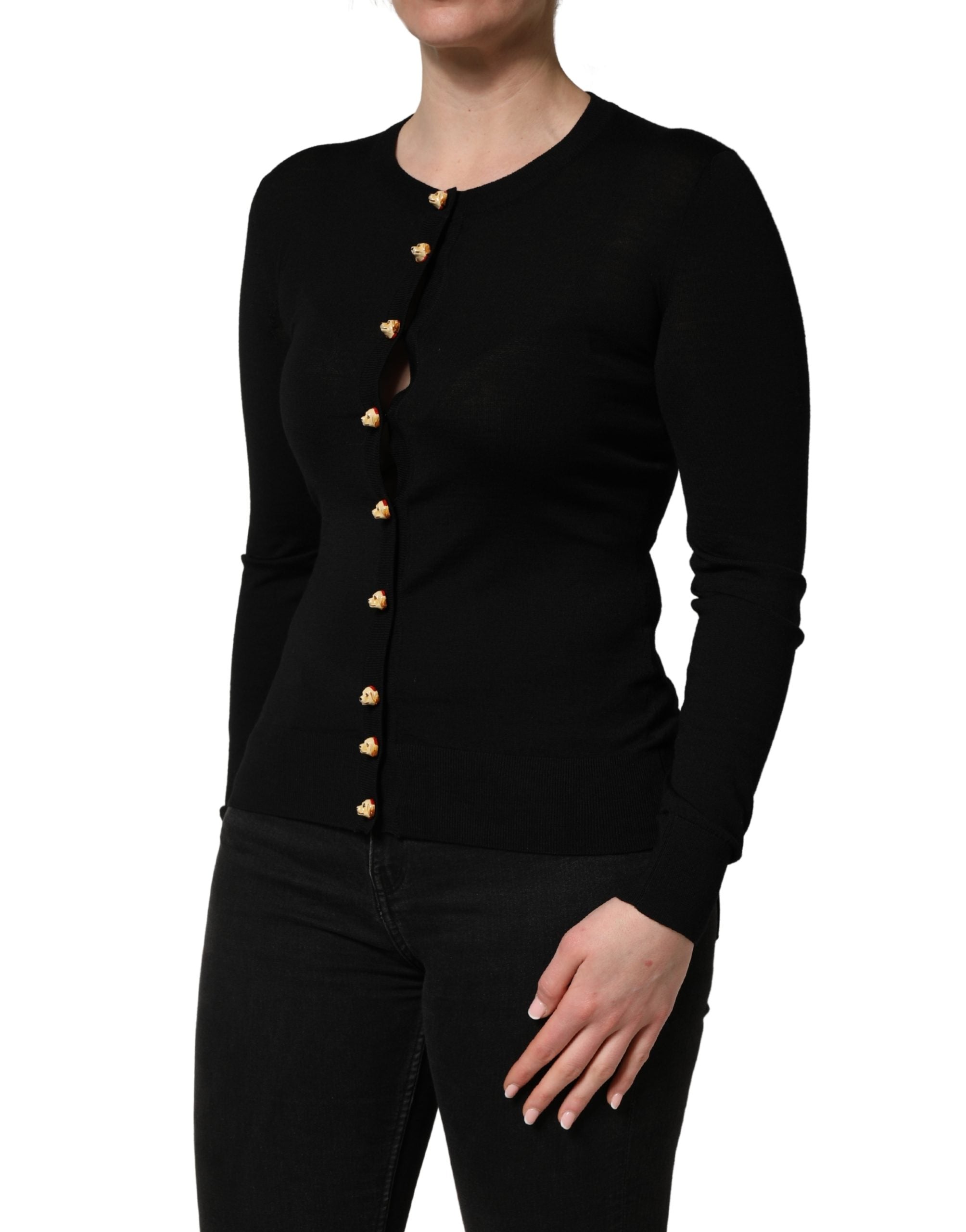 Dolce & Gabbana Black Wool Knitted Button Front Cardigan Sweater