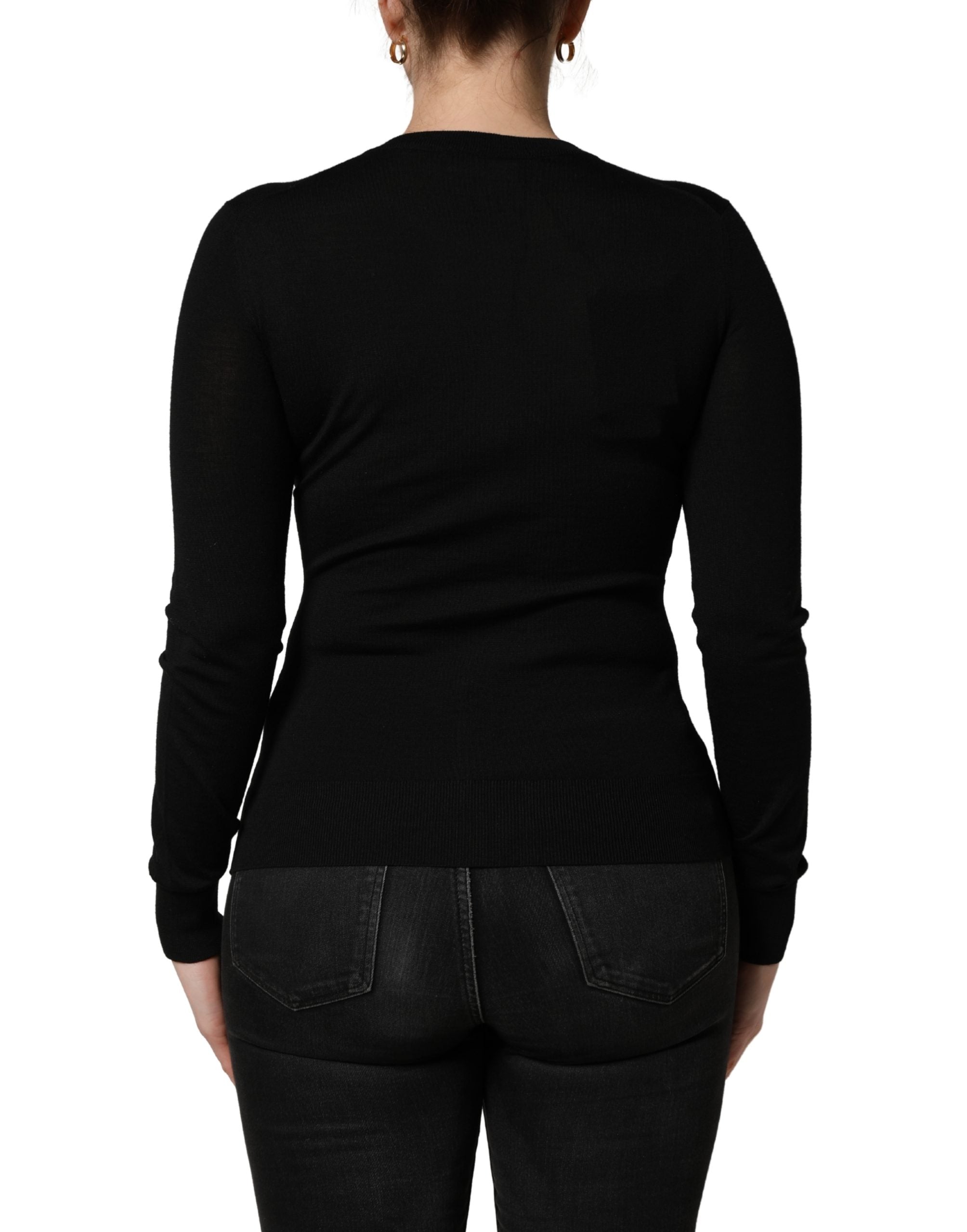 Dolce & Gabbana Black Wool Knitted Button Front Cardigan Sweater