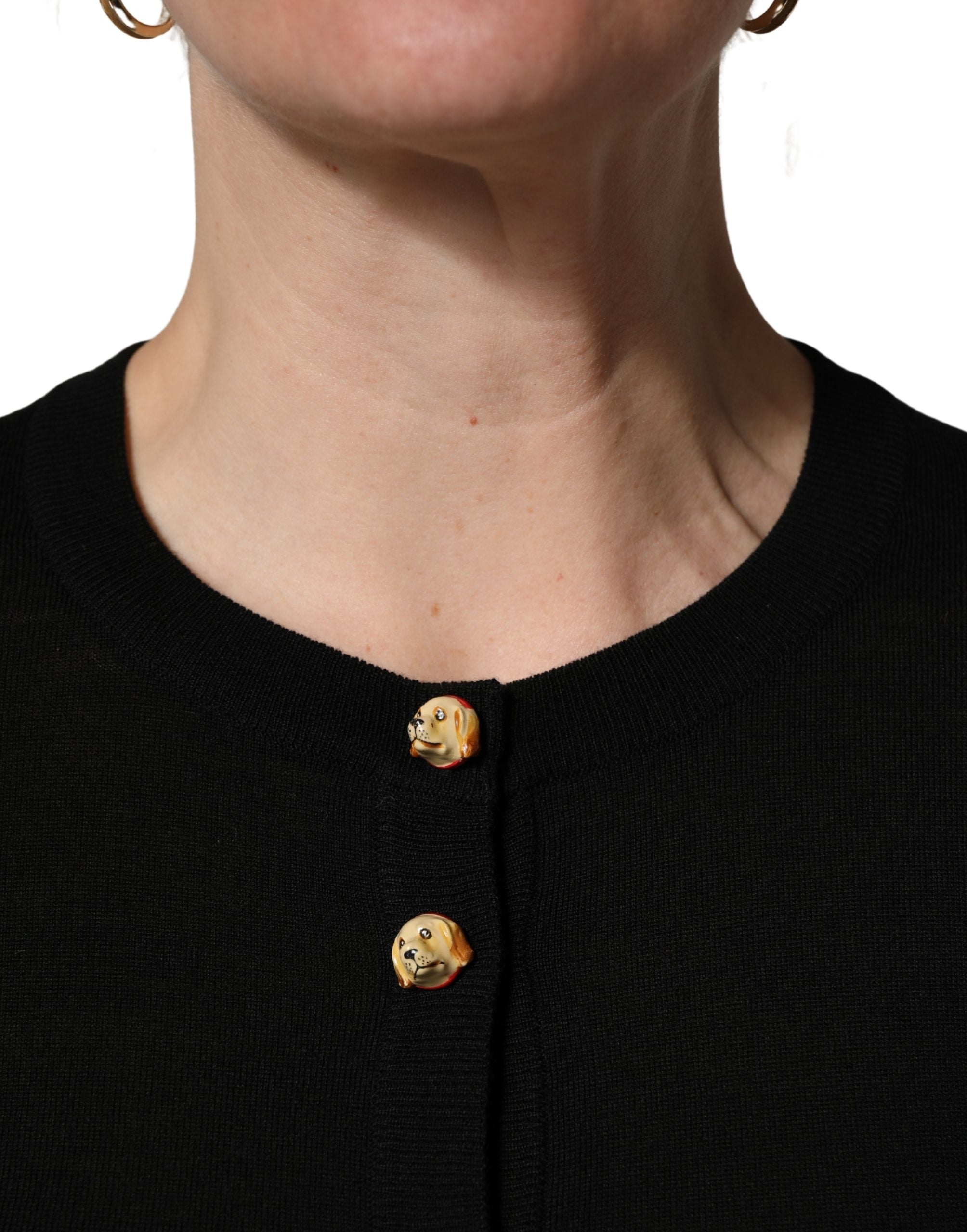 Dolce & Gabbana Black Wool Knitted Button Front Cardigan Sweater