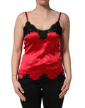 Dolce & Gabbana Red Silk Lace Trim Camisole Sleeveless Tank Top