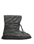 Dolce & Gabbana Black Logo Print Lace Up Snow Boots Shoes