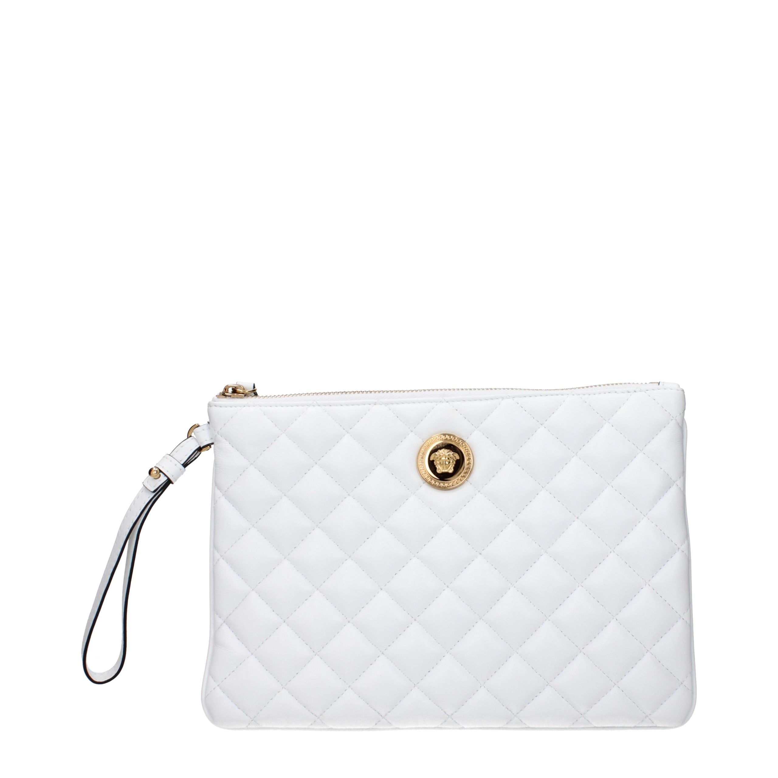 Versace White Leather Clutch Bag