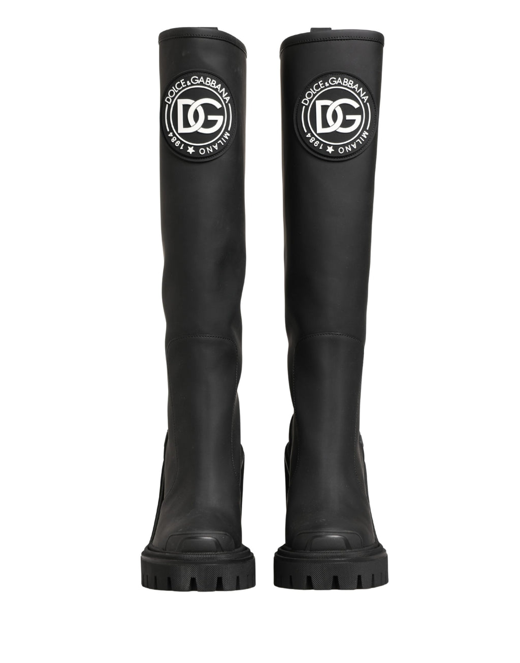 Dolce & Gabbana Black Rubberised Leather High Boots Shoes