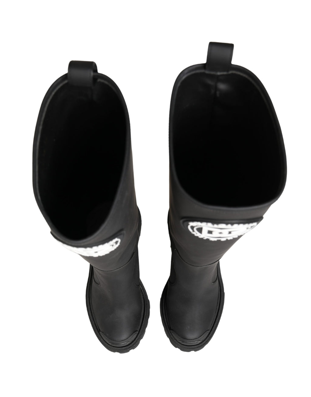 Dolce & Gabbana Black Rubberised Leather High Boots Shoes