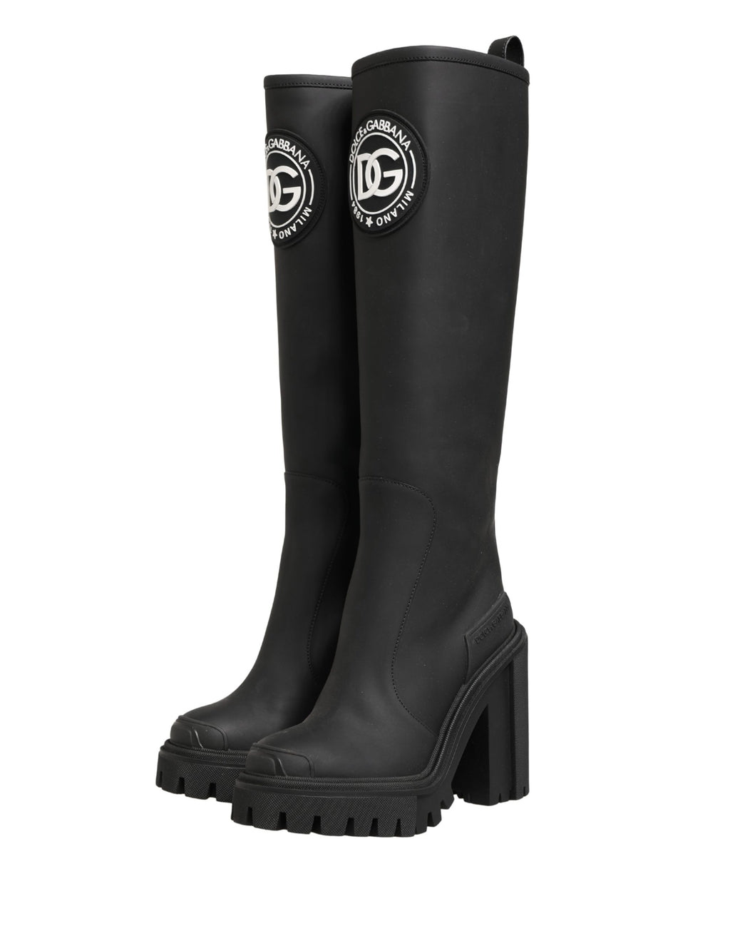 Dolce & Gabbana Black Rubberised Leather High Boots Shoes