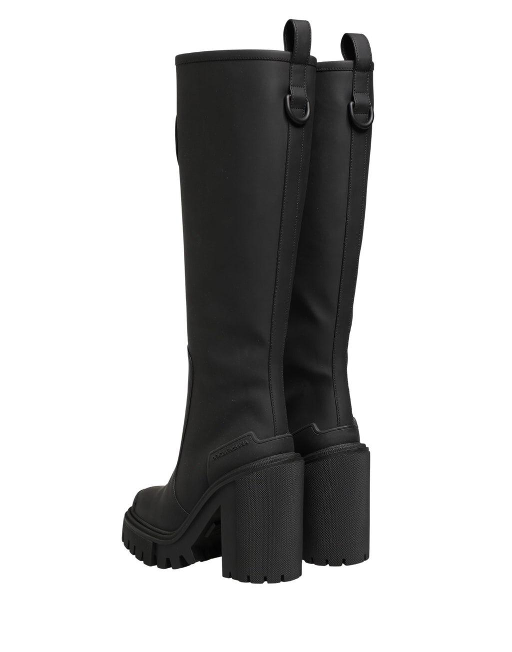 Dolce & Gabbana Black Rubberised Leather High Boots Shoes