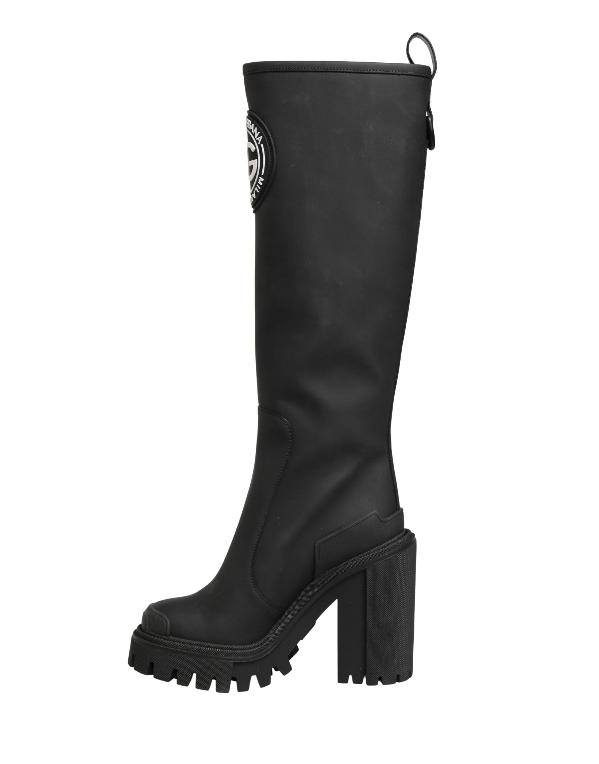 Dolce & Gabbana Black Rubberised Leather High Boots Shoes
