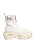 Dolce & Gabbana White Leather Rubber Logo Ankle Boots Shoes