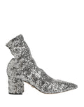 Dolce & Gabbana Silver Sequined Short Boots Stretch Shoes