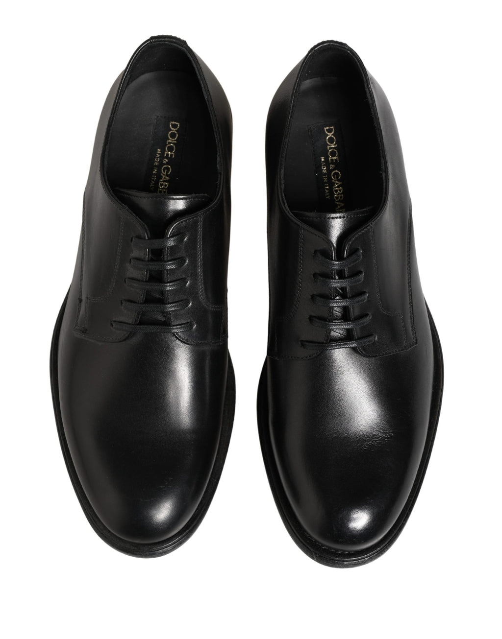 Dolce & Gabbana Black Calfskin Leather Derby Men Dress Shoes