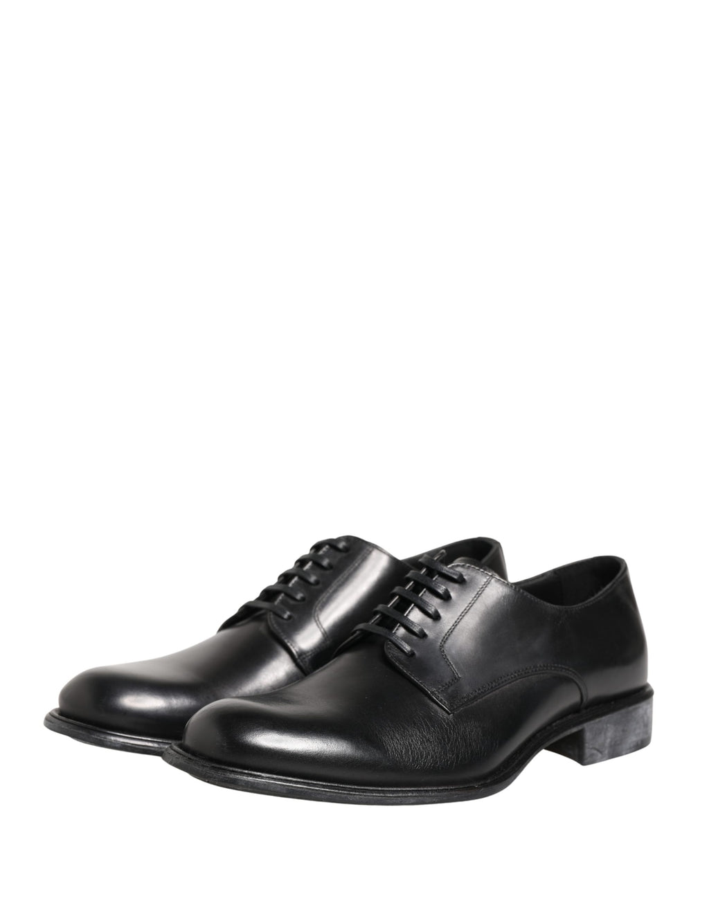 Dolce & Gabbana Black Calfskin Leather Derby Men Dress Shoes