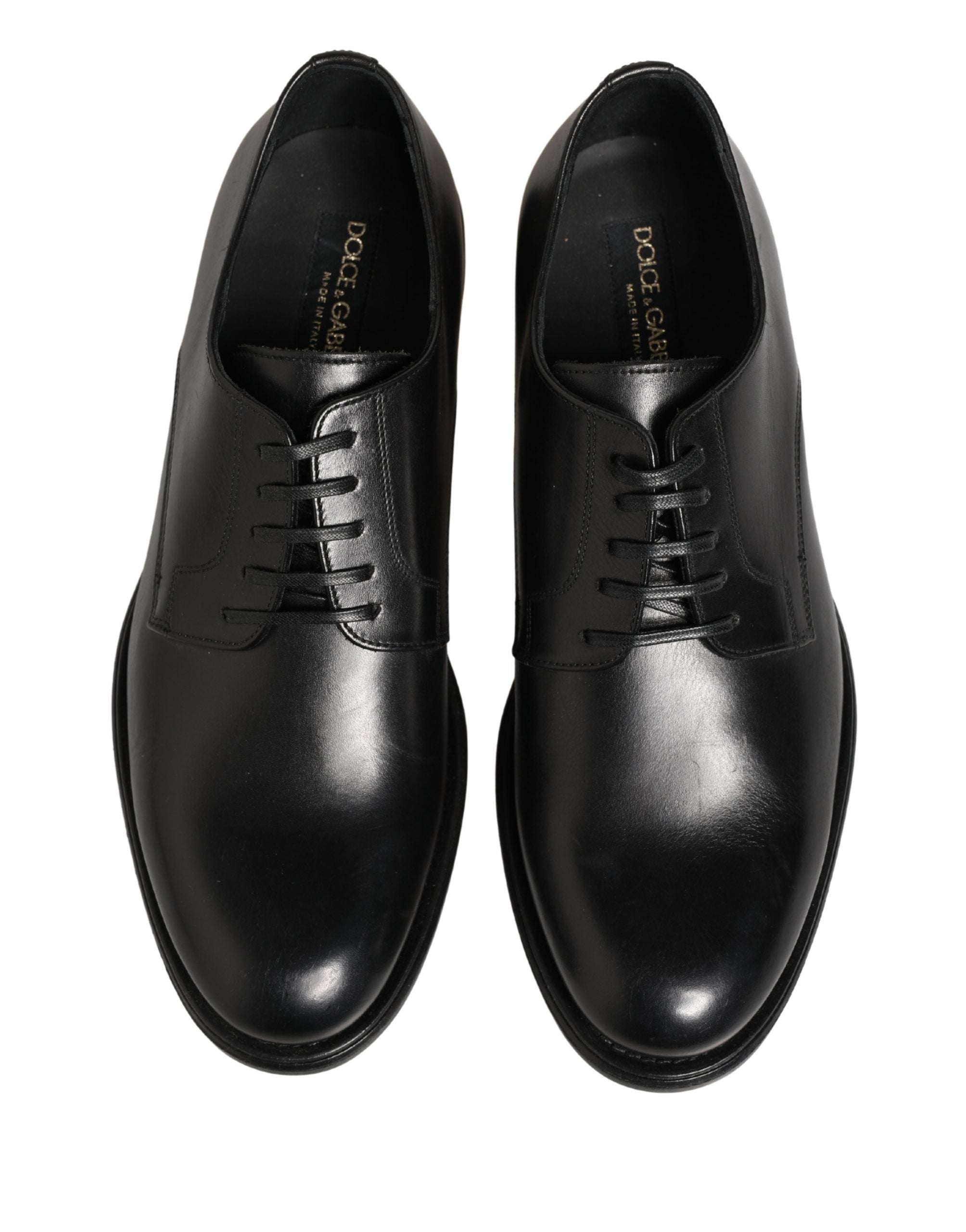 Dolce & Gabbana Black Calfskin Leather Derby Men Dress Shoes