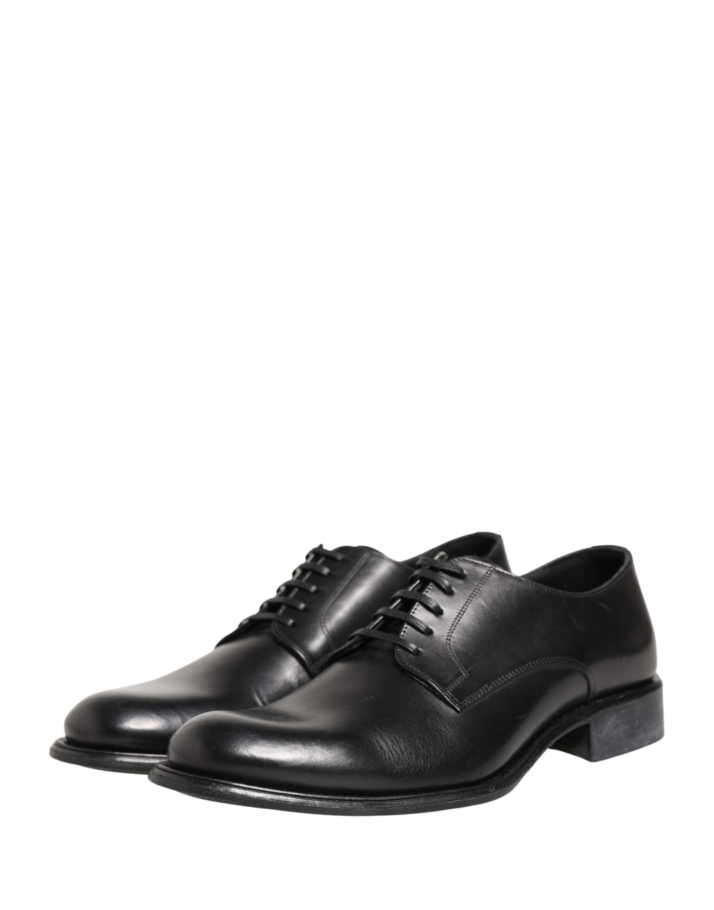 Dolce & Gabbana Black Calfskin Leather Derby Men Dress Shoes