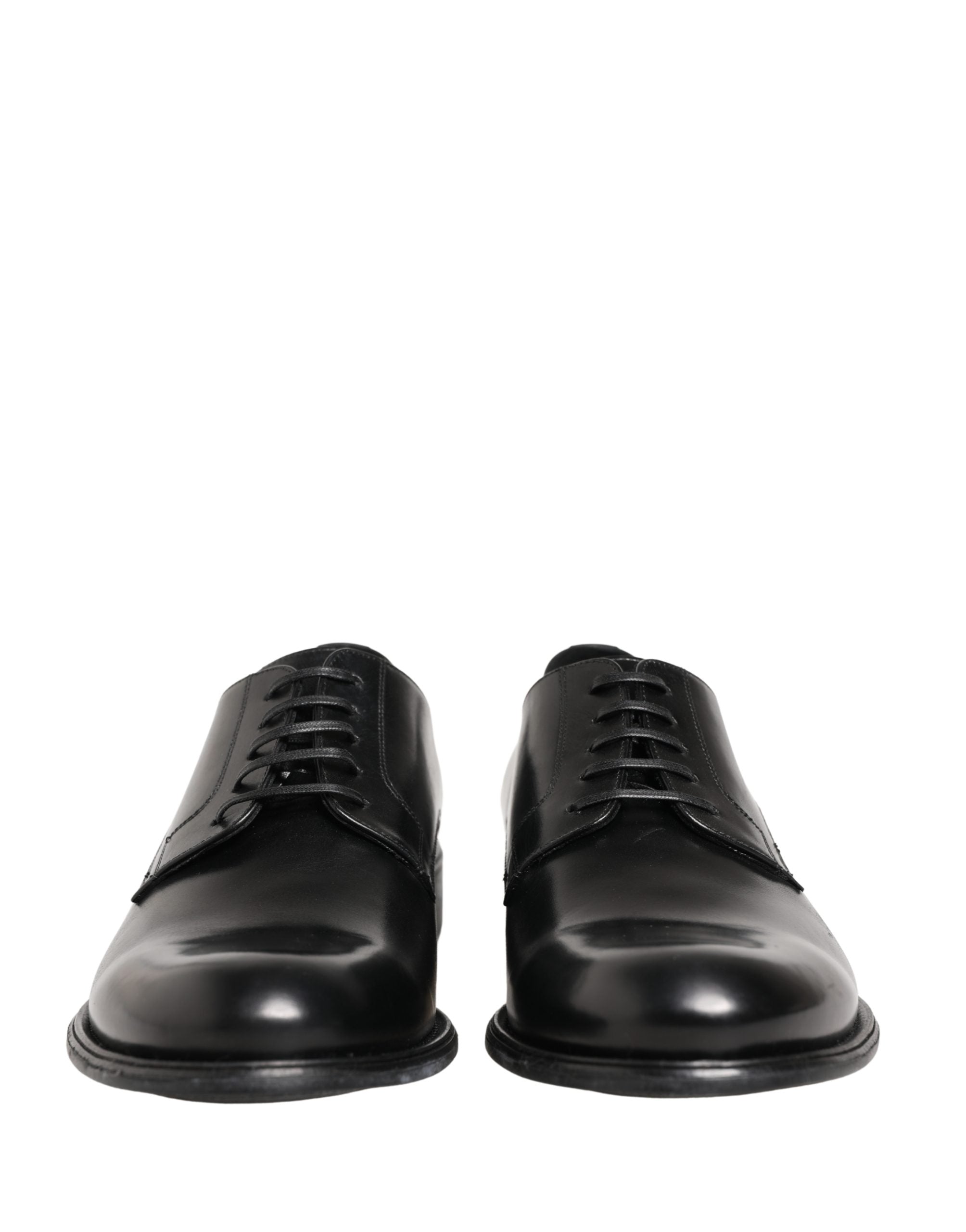 Dolce & Gabbana Black Calfskin Leather Derby Men Dress Shoes