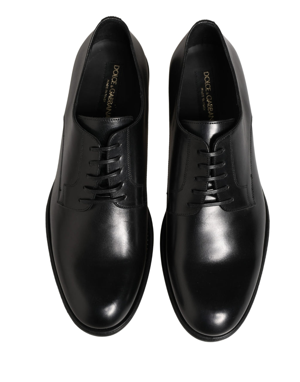 Dolce & Gabbana Black Calfskin Leather Derby Men Dress Shoes