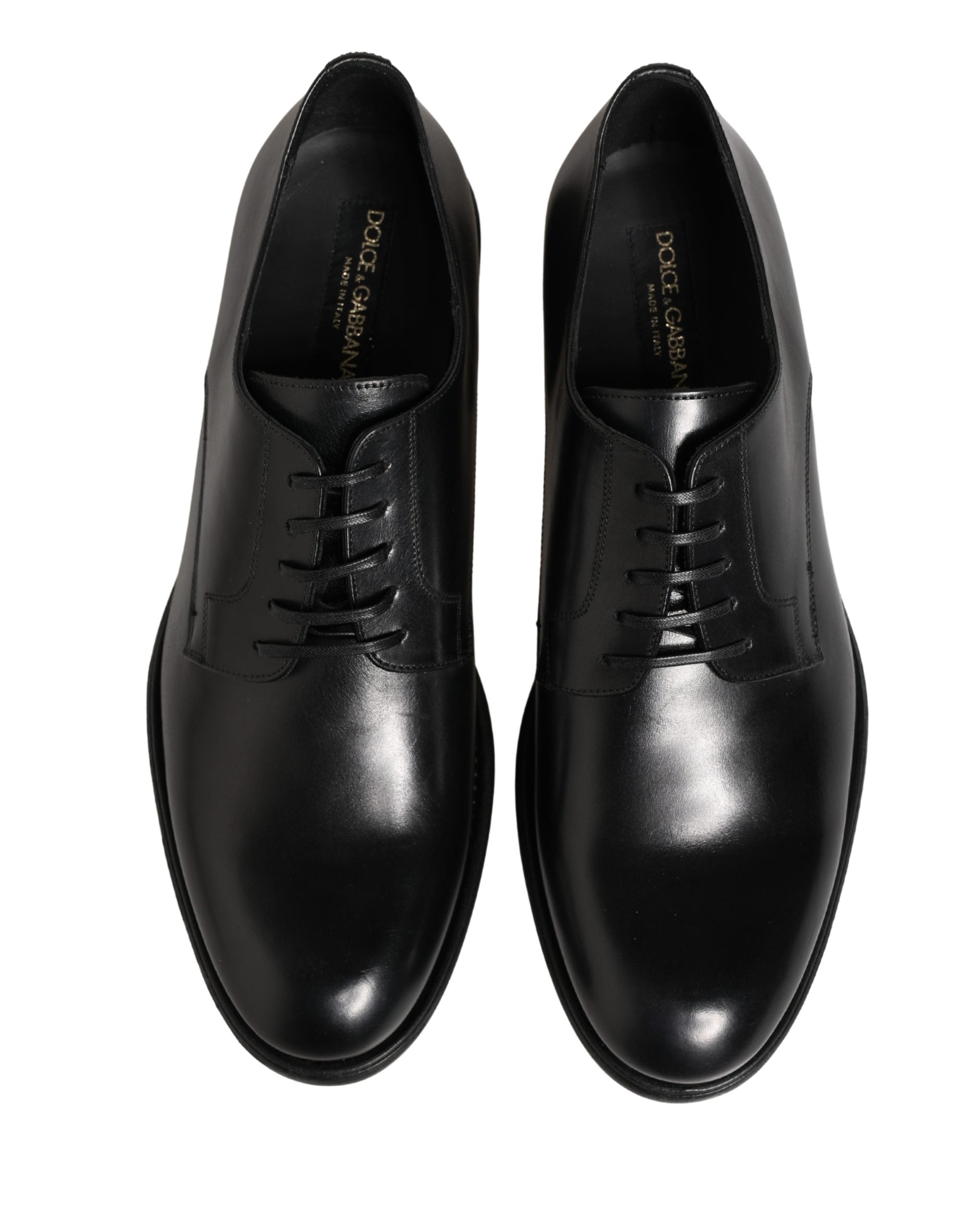 Dolce & Gabbana Black Calfskin Leather Derby Men Dress Shoes