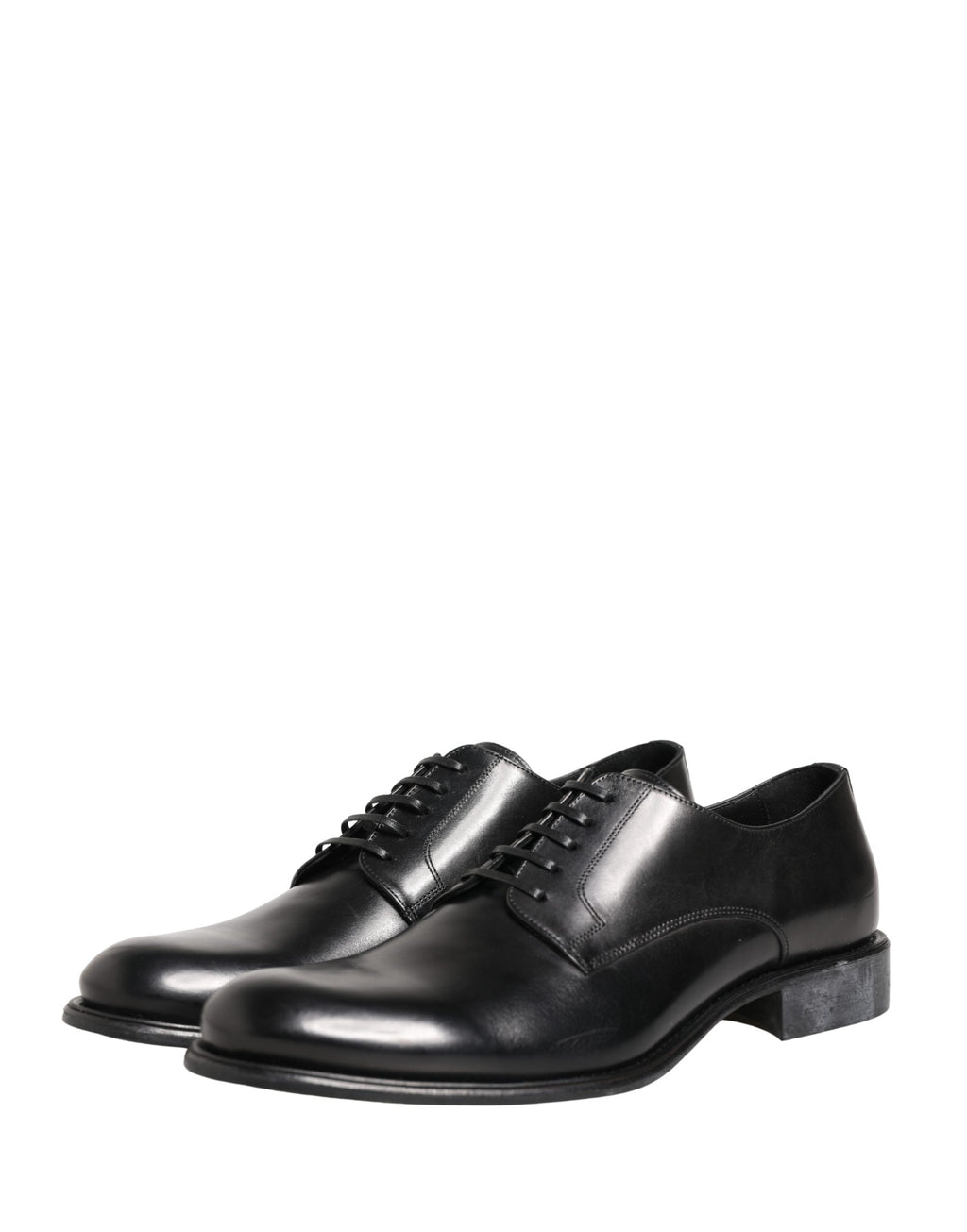 Dolce & Gabbana Black Calfskin Leather Derby Men Dress Shoes