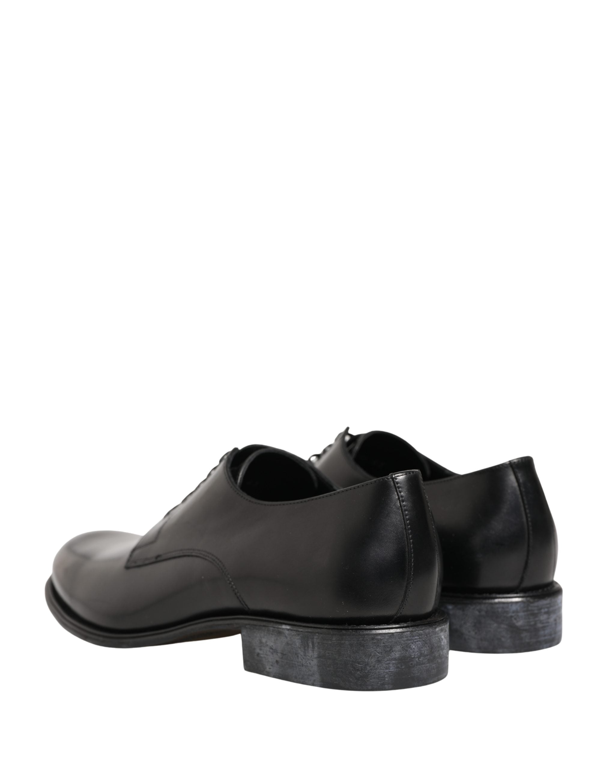 Dolce & Gabbana Black Calfskin Leather Derby Men Dress Shoes